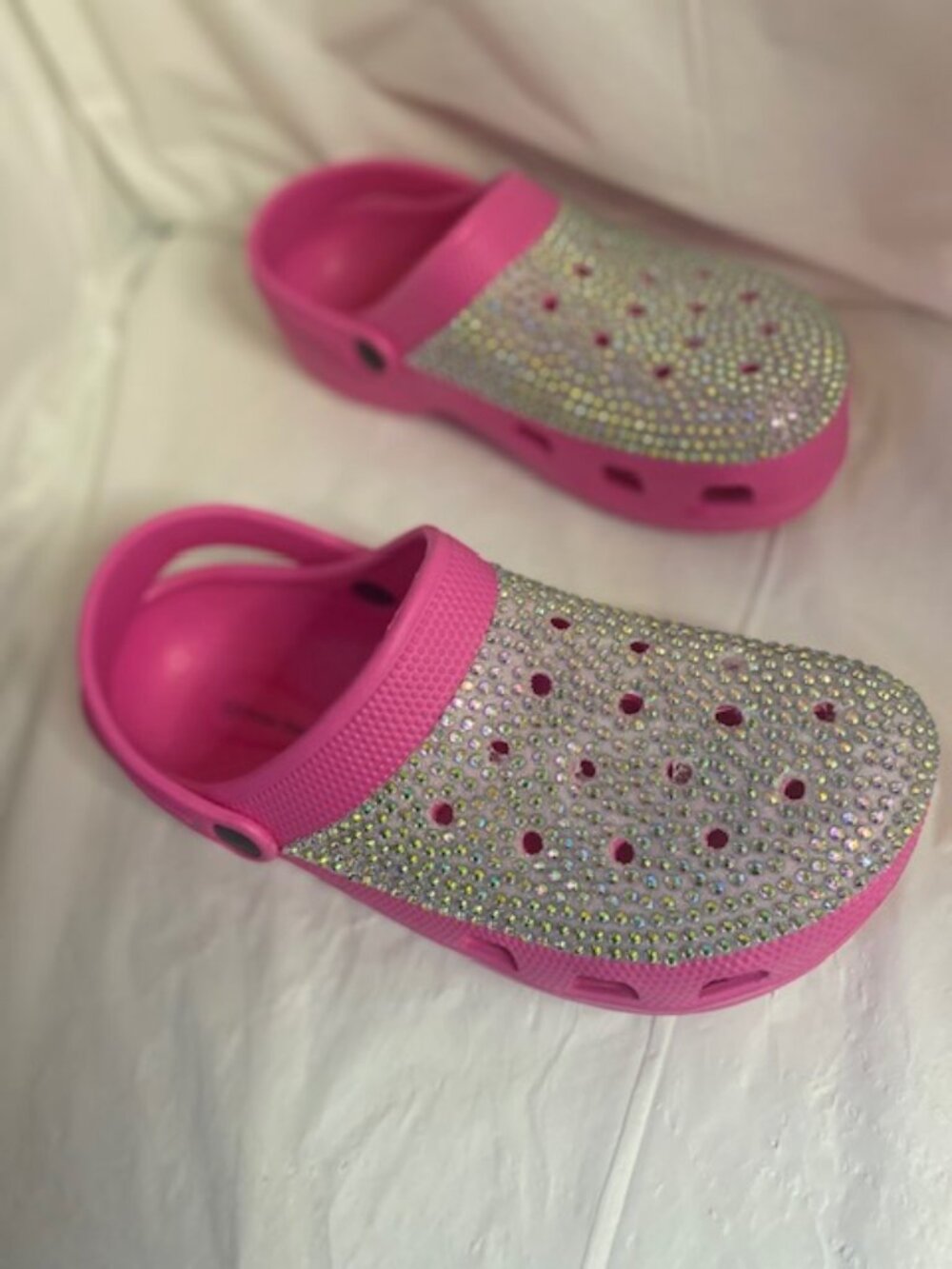 Chosen Step Pink and IRRIDESCENT RHINESTONE BLINGED CLOGS  Women's size 9 - Picture 4 of 6